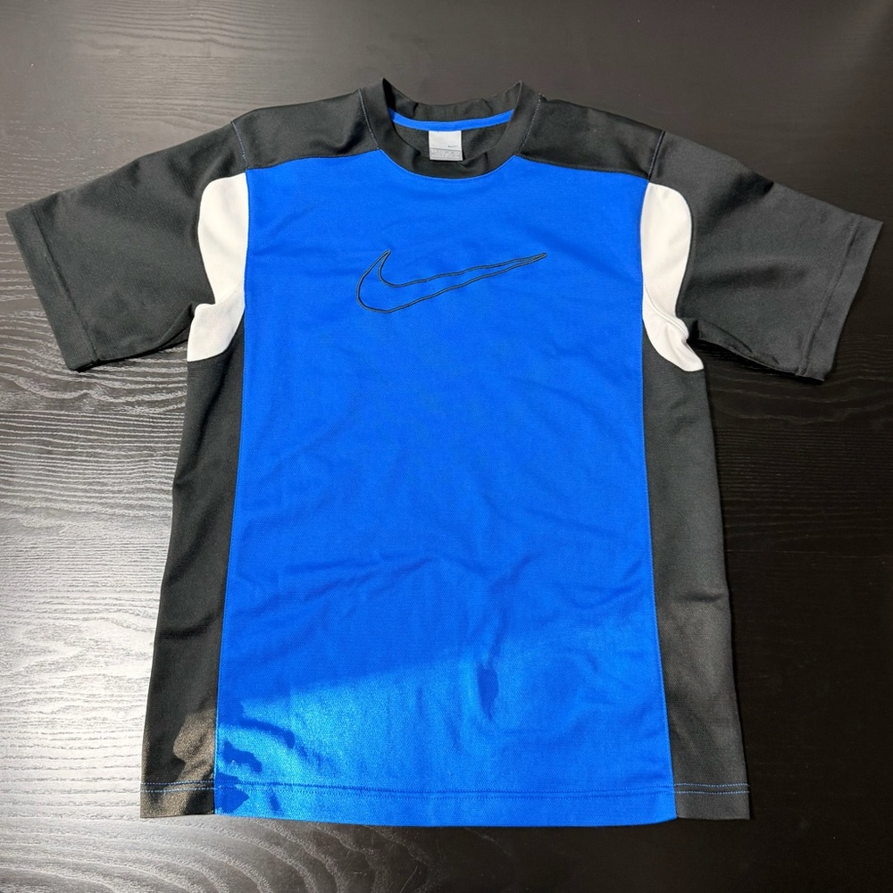 Nike Blue, Black & White Short Sleeve Athletic Tee with Swoosh